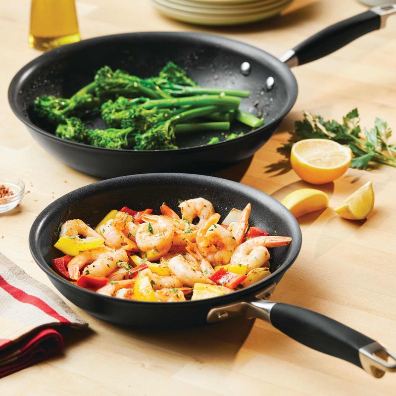 Anolon Advanced Home Hard-Anodized Nonstick Skillets (2 Piece Set- 10.25-Inch & 12.75-Inch, Onyx) - Image 2
